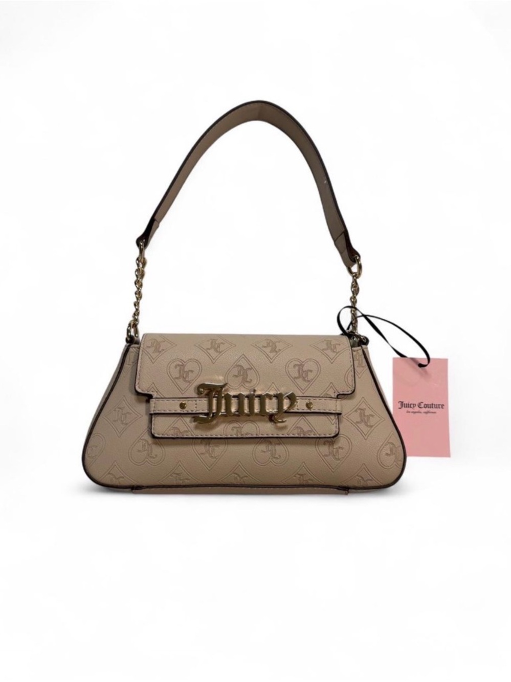 NWT Women’s Juicy Couture Taupe Logo-Embellished Shoulder Bag